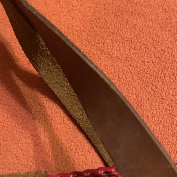 Vintage 1960’s “Butterfly” Hand tooled Leather Handbag 👜 red Stitching - Picture 10 of 12